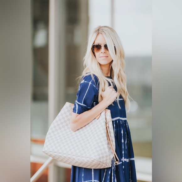 Sold Norblack Norwhite Anthro Navy Grid Print Smock Dress - Casual Women's Dress - Picture 7 of 16